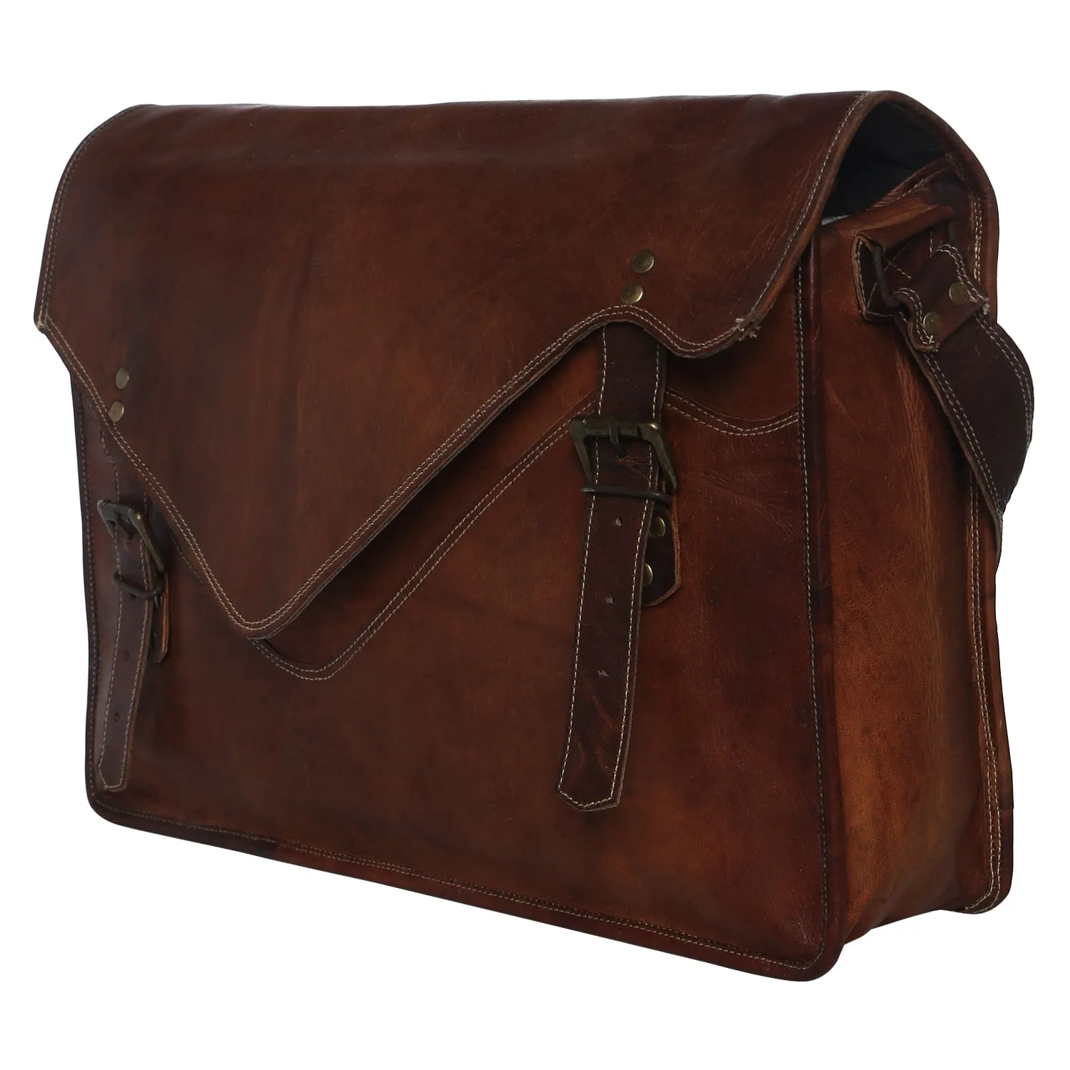 Brown Leather Laptop Messenger 18"