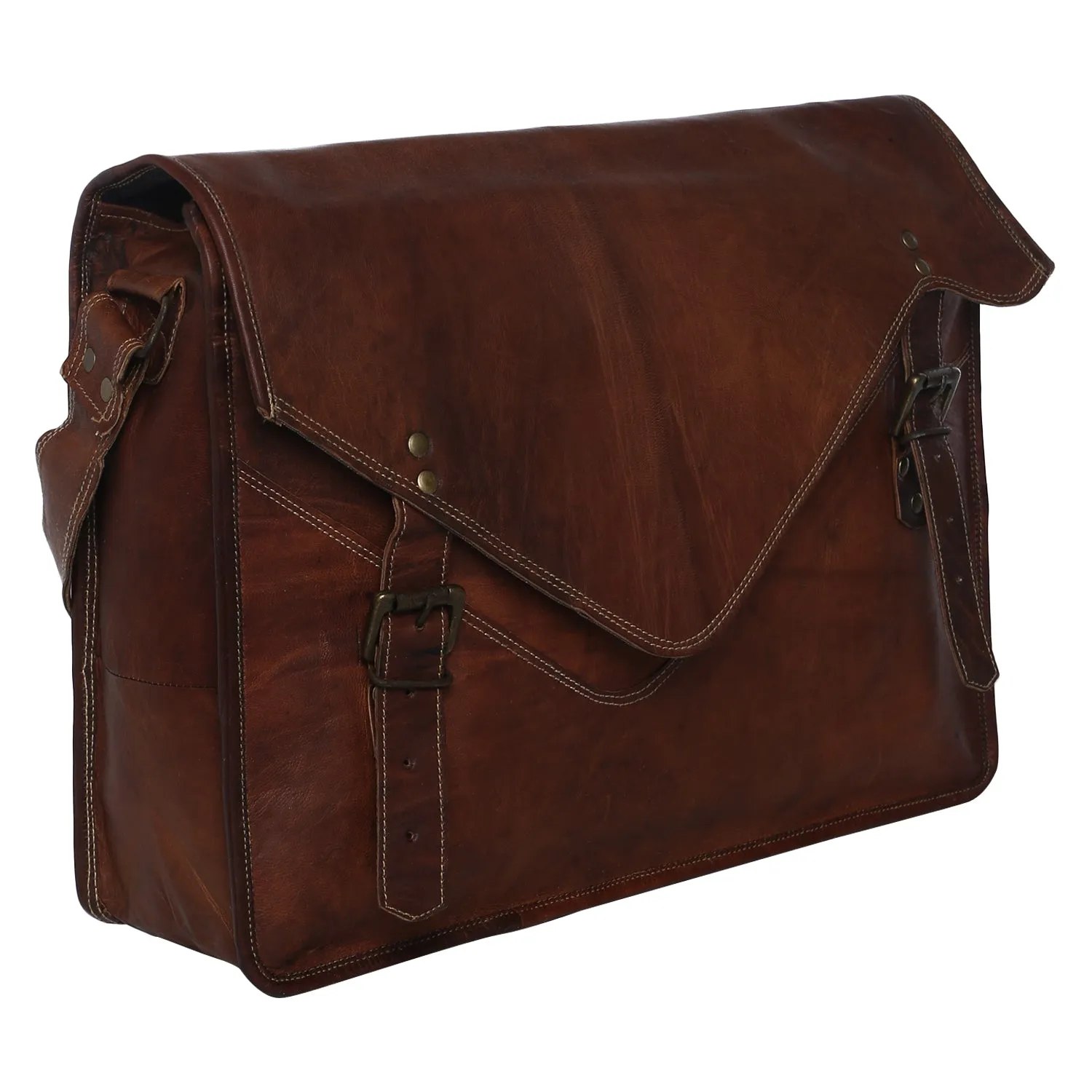 Brown Leather Laptop Messenger 18"