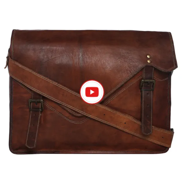 Brown Leather Laptop Messenger 18"