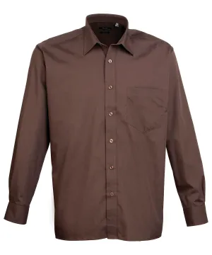 Brown - Long sleeve poplin shirt