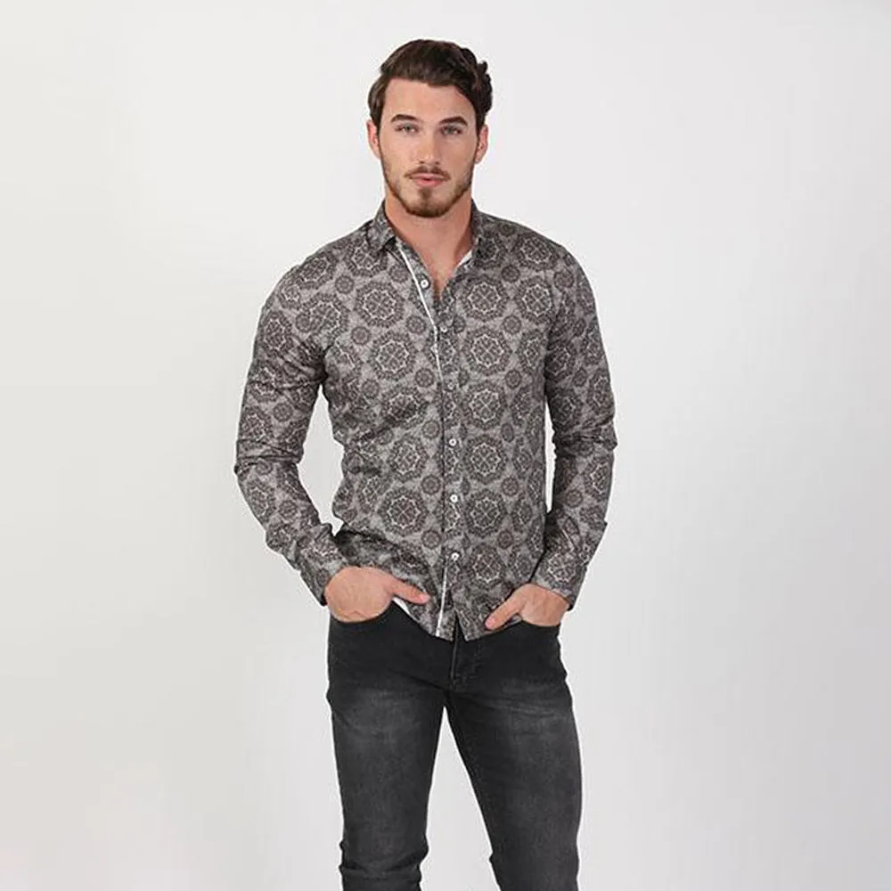 Brown Mandala Button Down Shirt