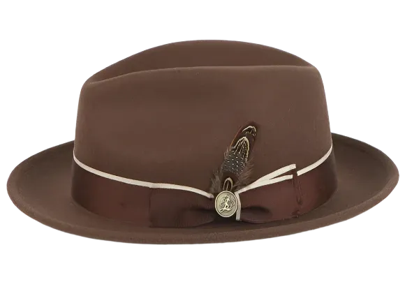 Brown Men's Steven Land Wool Fedora Hat Style No-Bogart