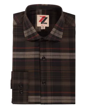 Brown Plaid Slim Fit Casual Shirt - Vale