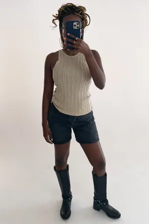 Brown Sheer Rib Tank Top