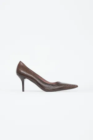 Brown Textured Leather Pump