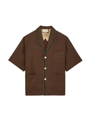 Brown web-striped jacket
