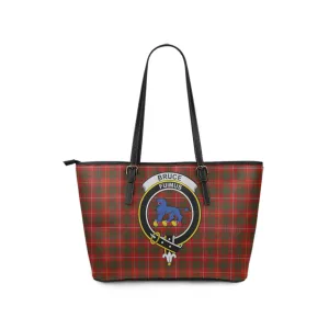 Bruce Tartan Leather Tote Bag with Family Crest