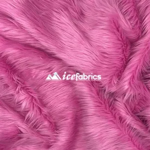 Bubble Gum Shaggy Mohair Long Pile Faux Fur Fabric By The Yard