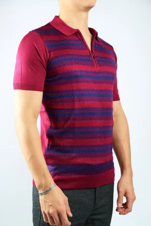 BUBBLE KNIT ZIP POLO