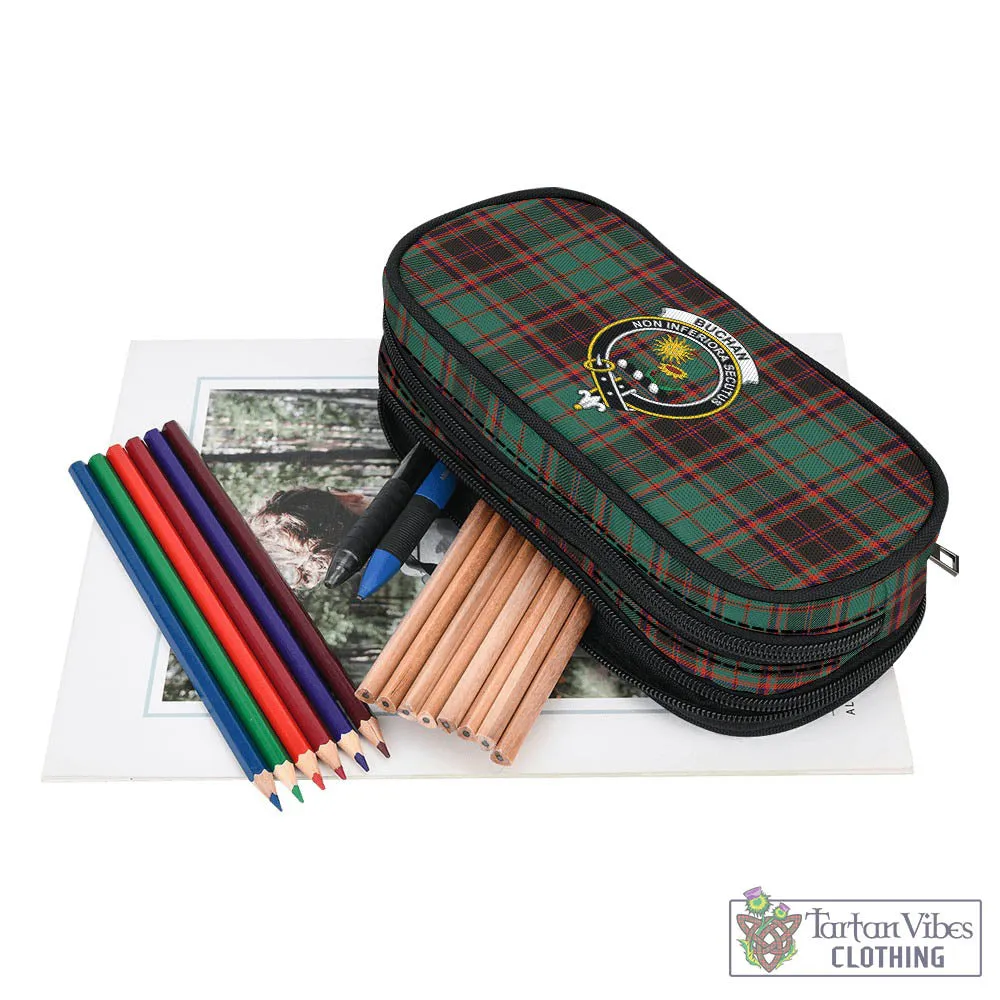 Buchan Ancient Tartan Pen and Pencil Case with Family Crest