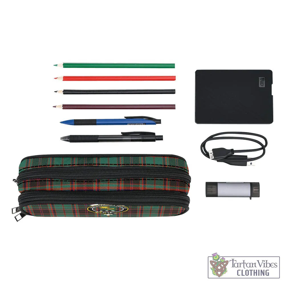 Buchan Ancient Tartan Pen and Pencil Case with Family Crest