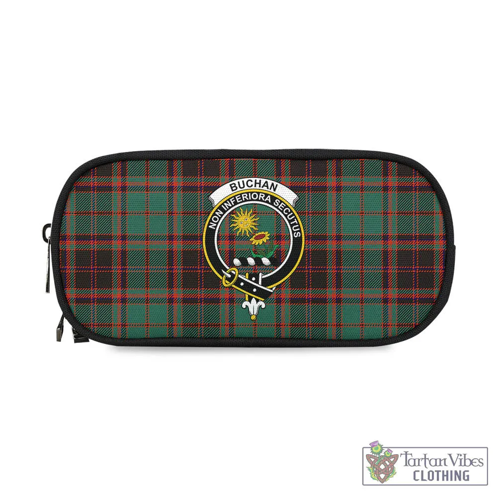 Buchan Ancient Tartan Pen and Pencil Case with Family Crest