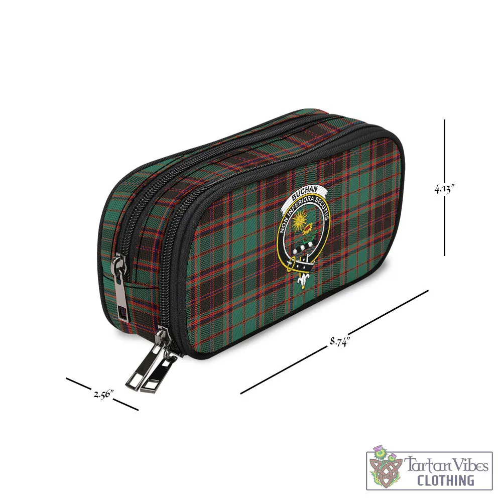 Buchan Ancient Tartan Pen and Pencil Case with Family Crest