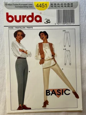 Burda 4451 UNCUT Adult Pants Sizes 10-20