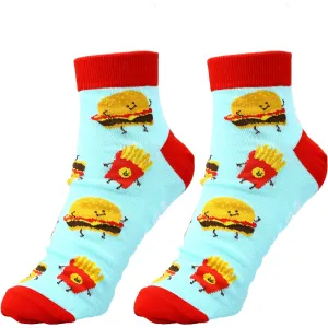 Burger and Fries Cotton Blend Ankle Socks