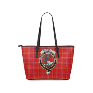 Burnett Modern Tartan Leather Tote Bag with Family Crest