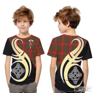 Burns Tartan Kid T-Shirt with Family Crest and Celtic Symbol Style