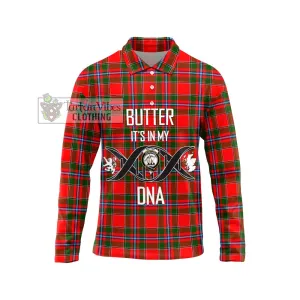 Butter Tartan Long Sleeve Polo Shirt with Family Crest DNA In Me Style