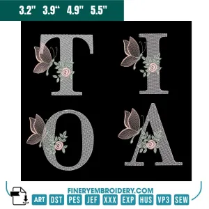 Butterfly & Floral Alphabet Embroidery Pack – Delicate Nature-Inspired Monogram Letters