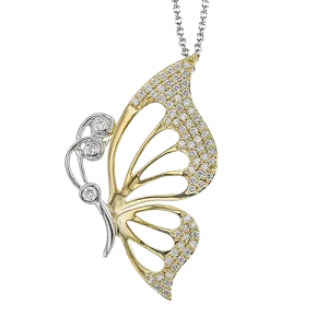 Butterfly Pendant Necklace in 18k Gold with Diamonds