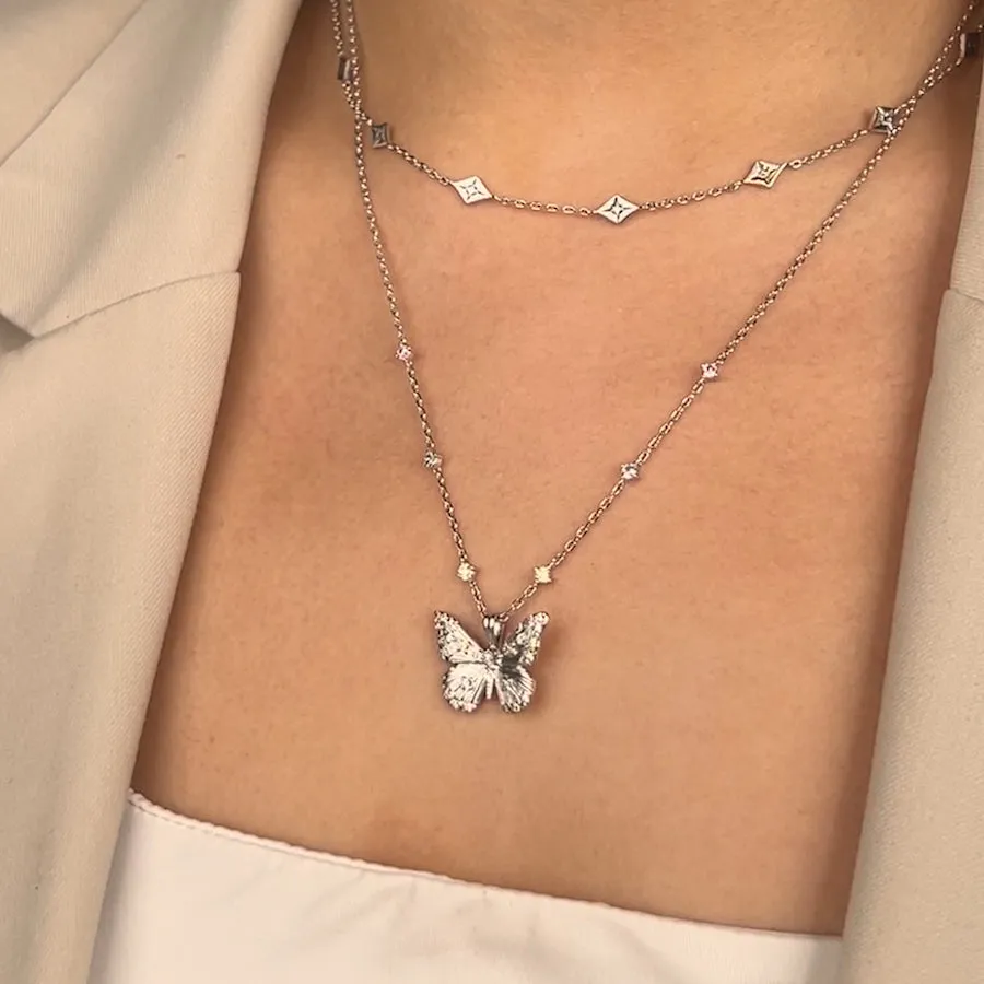 Butterfly Rainbow & Silver Necklace