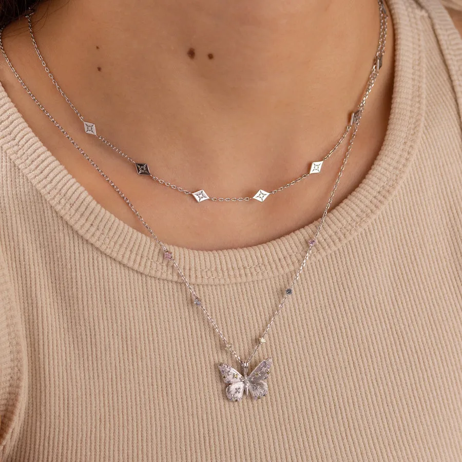 Butterfly Rainbow & Silver Necklace