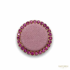 Button Covered with Fabric with Circular Rhinestones H291 - Gafforelli Srl