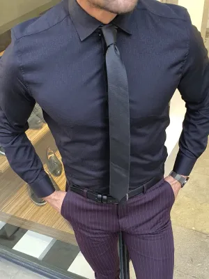 Buy Black Slim Fit Patterned Cotton Shirt by GentWith with Free Shipping