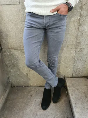 Buy Gray Slim Fit Handmade Jeans by GentWith.com with Free Shipping