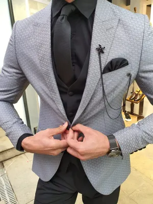 Buy Gray Slim Fit Patterned Suit by GentWith.com with Free Shipping