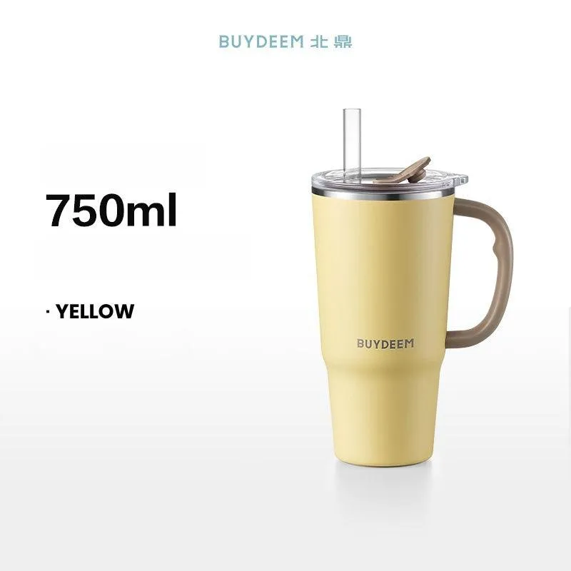 BUYDEEM Jumbo Insulated Tumbler with Handle and Straw 750ml - Stay Cool and Refreshed