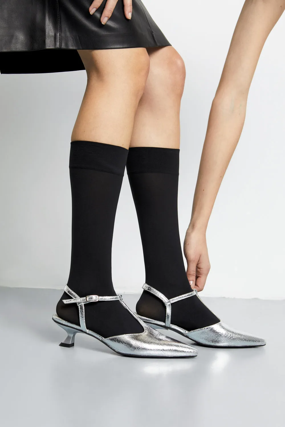 Camila Pumps in Silver Leather