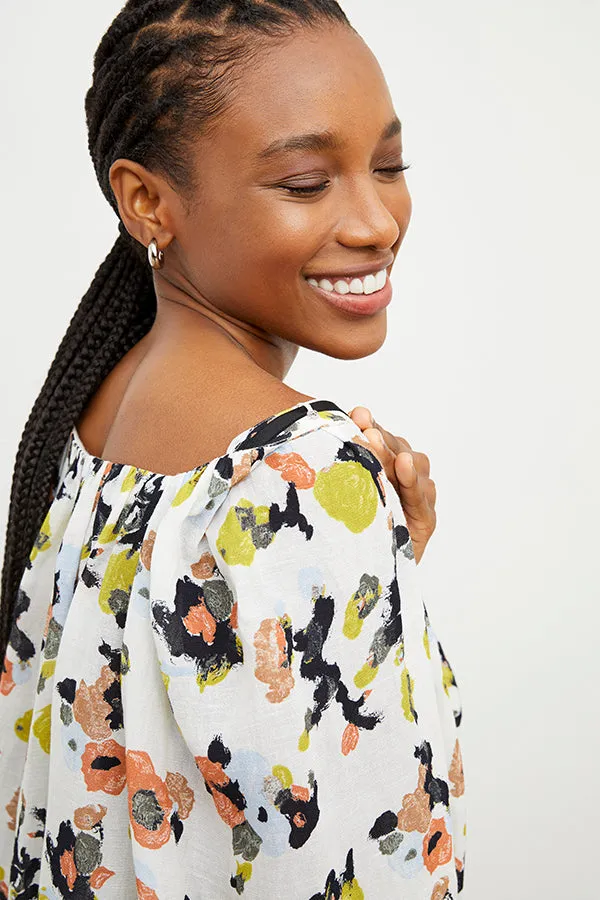 Camilla Top - Meadow Print Linen :: Multicolor