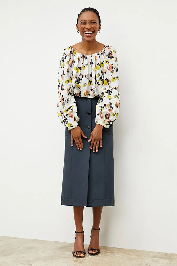 Camilla Top - Meadow Print Linen :: Multicolor