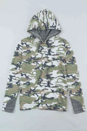 Camouflage Sequin Drawstring Hoodie