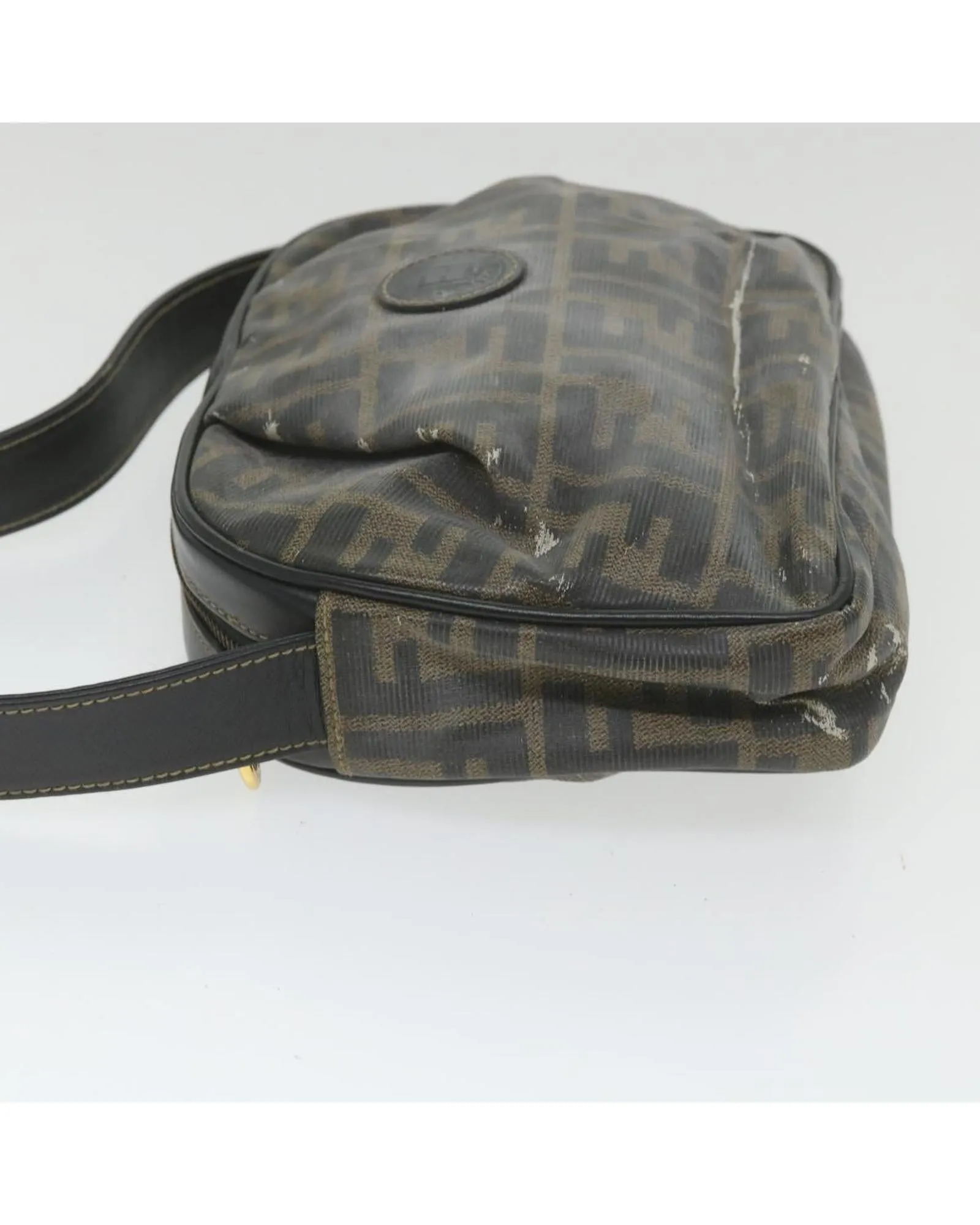 Canvas Brown Shoulder Bag with Unique Design - C Rank