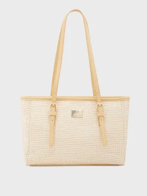 Georgia Caprese Medium Tote Handbag for Women - Self-Design in Light Yellow