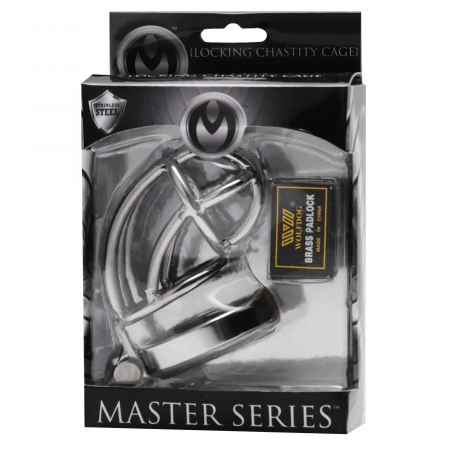 Captus 4 Inch Stainless Steel Locking Chastity Cage by Master Series