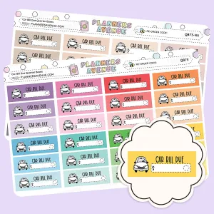 Car Rego Insurance Bill Due Quarter Box Stickers