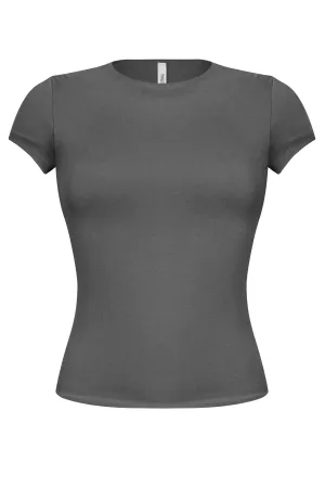 Cara Short Sleeve Top (Charcoal Grey)