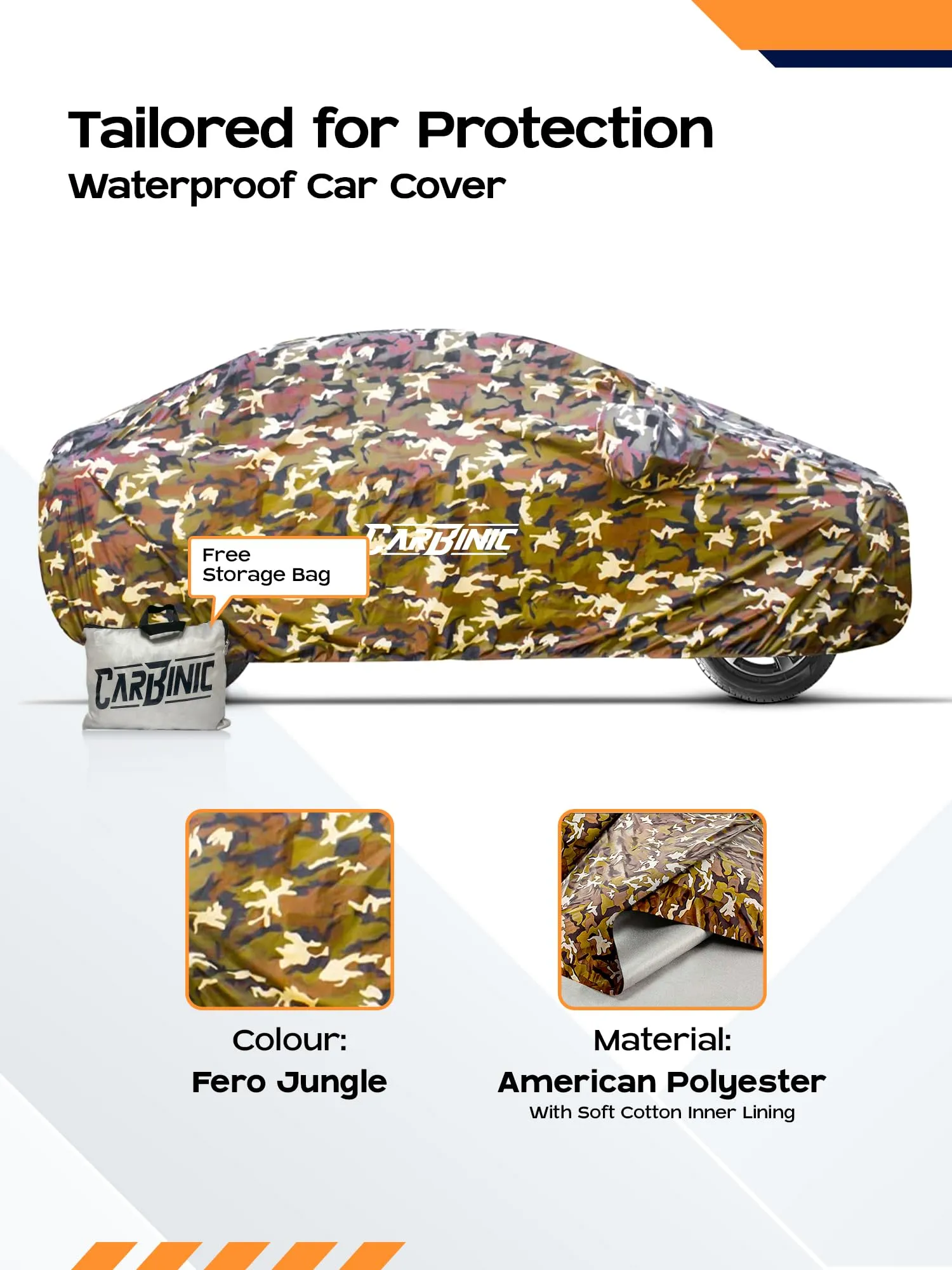CARBINIC Waterproof Car Body Cover for Tata Nexon 2020 | Dustproof, UV Proof Car Cover | Nexon Car Accessories | Mirror Pockets & Antenna Triple Stitched | Double Layered Soft Cotton Lining, Jungle