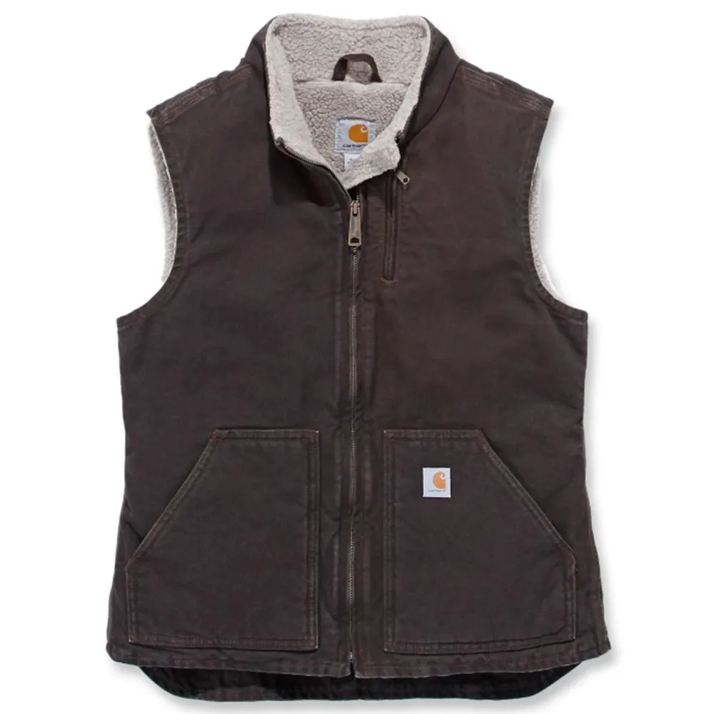 Carhartt&#x20;WV001&#x20;Women&#x27;s&#x20;Sandstone&#x20;Mock&#x20;Neck&#x20;Vest&#x20;-&#x20;Dark&#x20;Brown