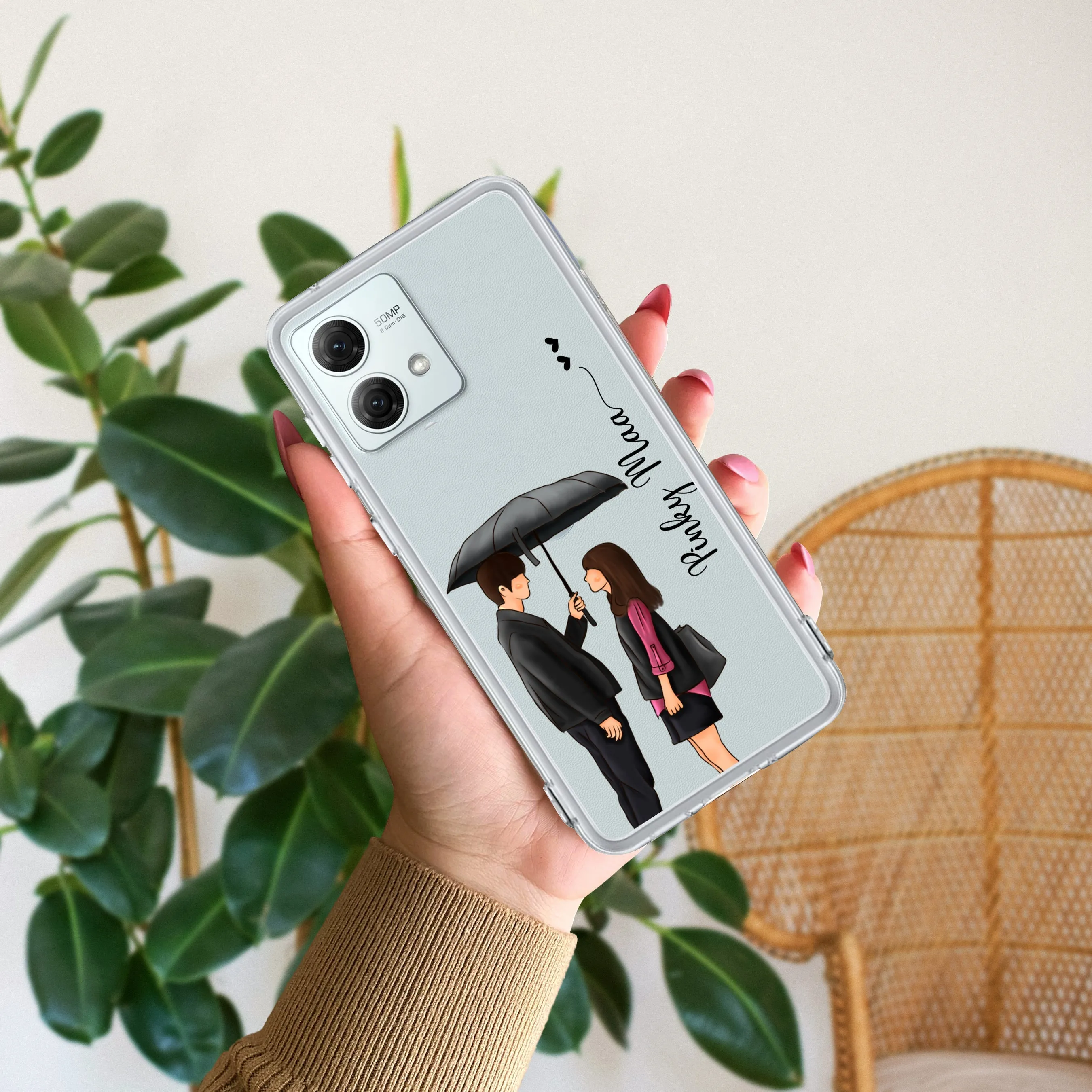 Caring Couple Customize Transparent Silicon Case For Motorola