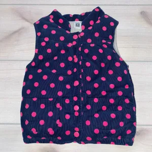 Carter's Navy & Pink Polka Dot Corduroy Fleece Lined Snap Vest