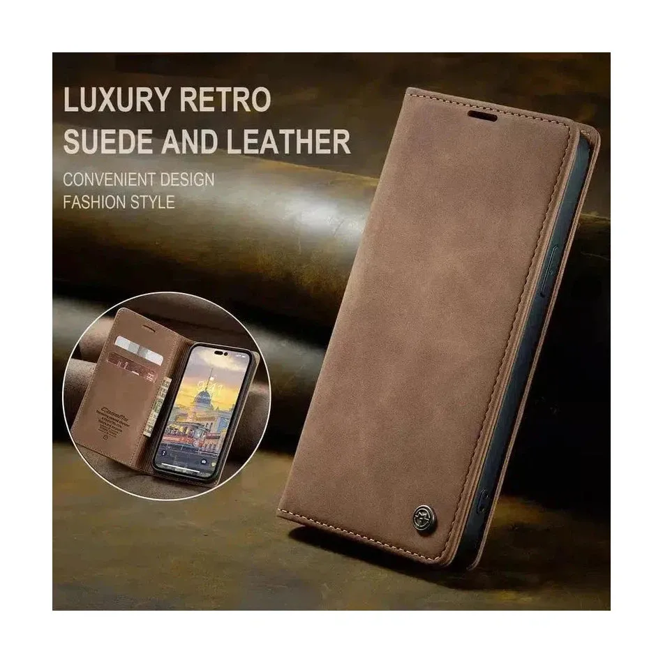 Caseme Magnetic Flip PU Leather Wallet Case for iPhone XS Max - Brown