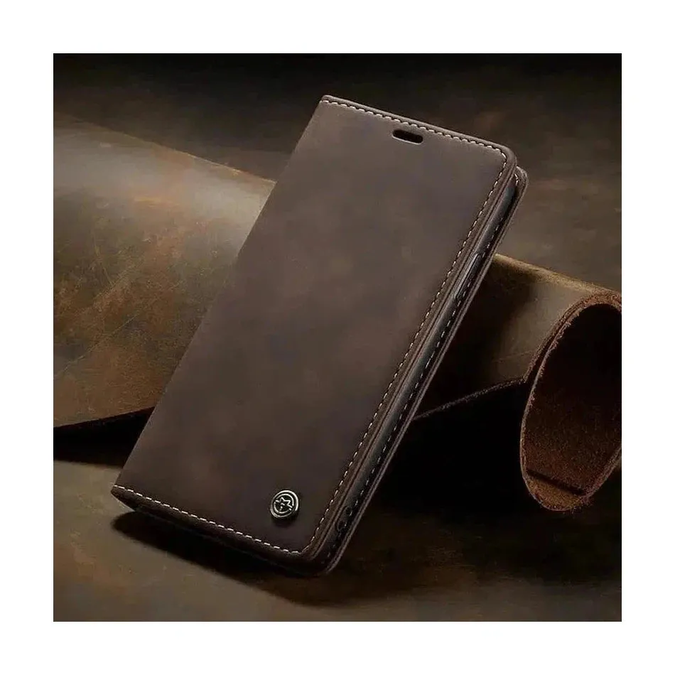 Caseme Magnetic Flip PU Leather Wallet Case for iPhone XS Max - Brown
