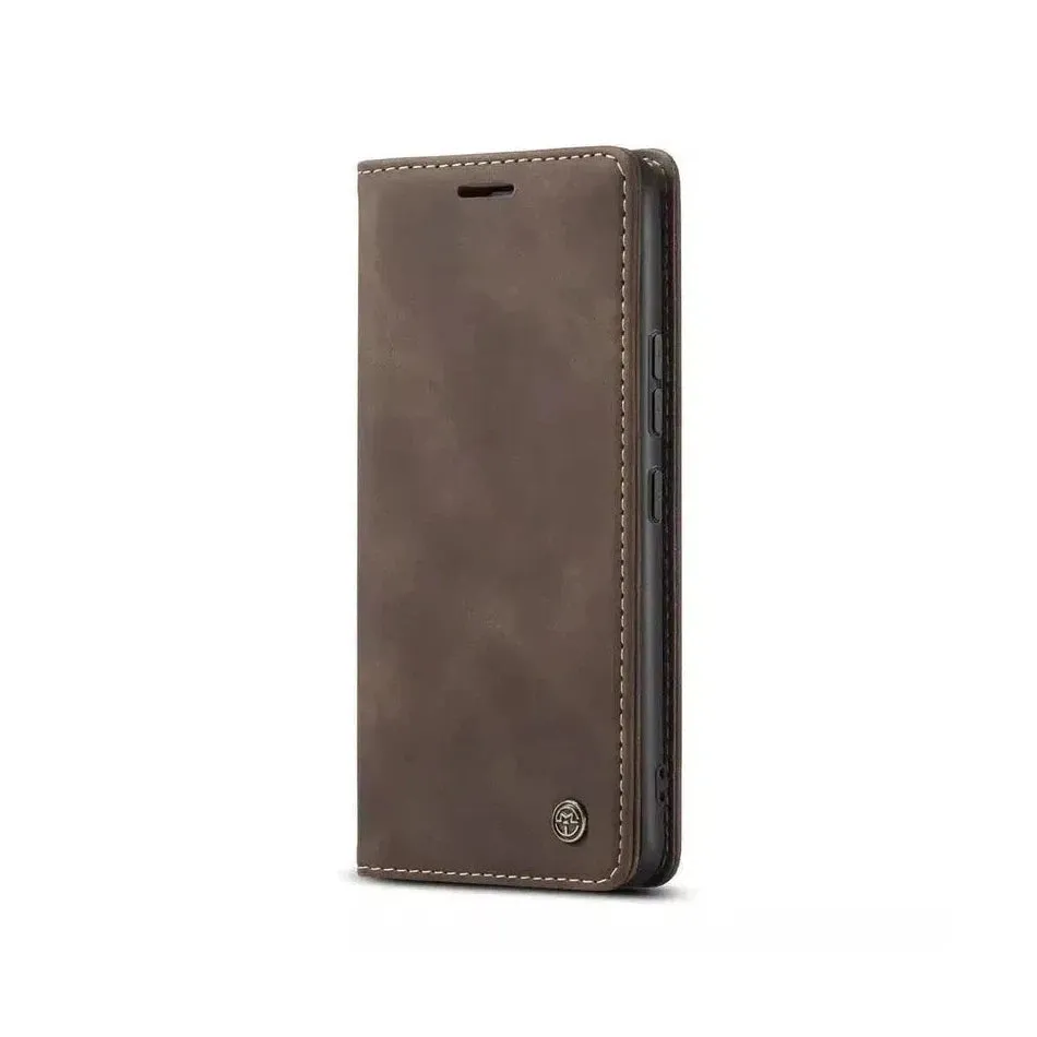 Caseme Magnetic Flip PU Leather Wallet Case for iPhone XS Max - Brown
