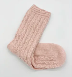 Cashmere Cable Knit Socks | Pale Pink