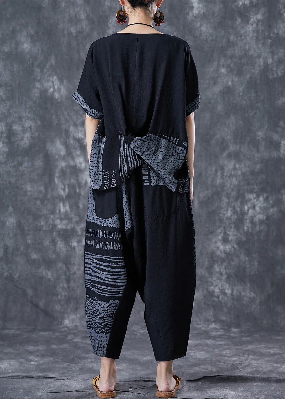 Casual Grey Asymmetrical Patchwork Cotton 2 Piece Outfit Summer LY7070
