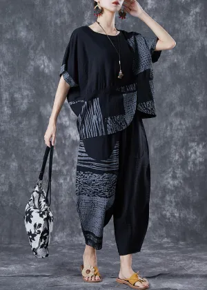 Casual Grey Asymmetrical Patchwork Cotton 2 Piece Outfit Summer LY7070